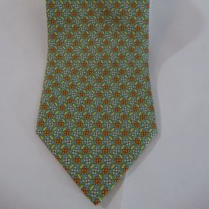 SALVATORE FERRAGAMO Coral Green Silk Novelty Tie